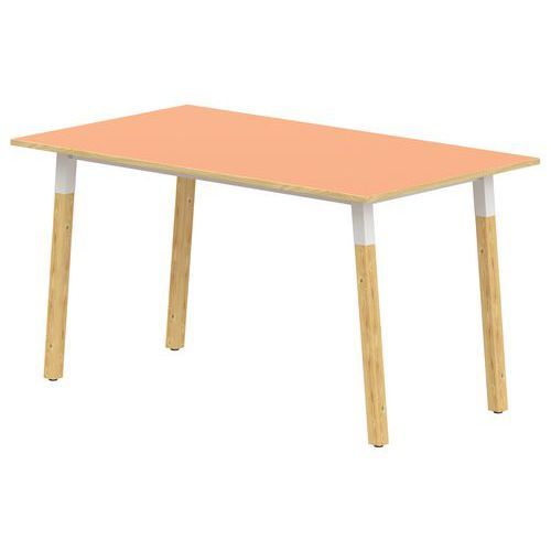TABLE 4 PIEDS MÉTAL/BOIS 200X80 T5 STRAT ABS ORANGE/ALU
