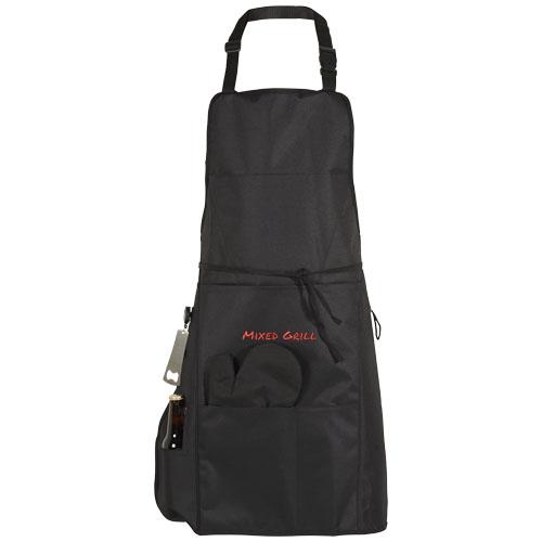 Tablier barbecue Grill avec poche isolante - Polyester 600D, acier et coton - Equipé d'accessoires pratiques_0