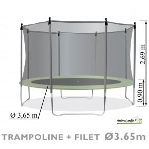 Trampoline enfant Soulet - 3,65m avec filet de protection - 770536_0