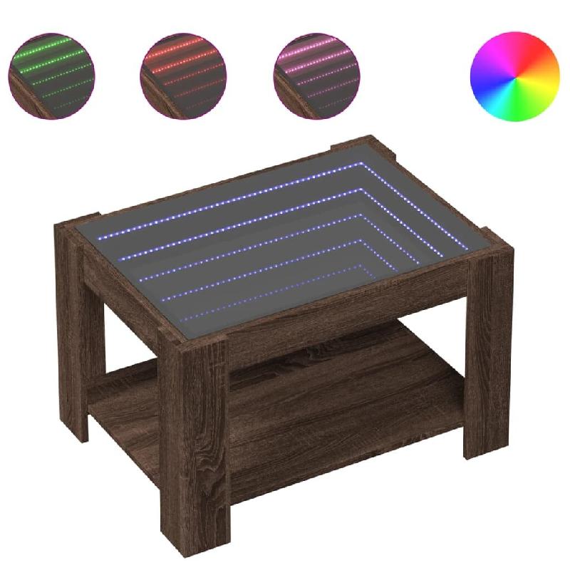 VidaXL Table basse avec LED chêne marron 73x53x45 cm bois d'ingénierie Modèle Riviera Élite - 847552_0