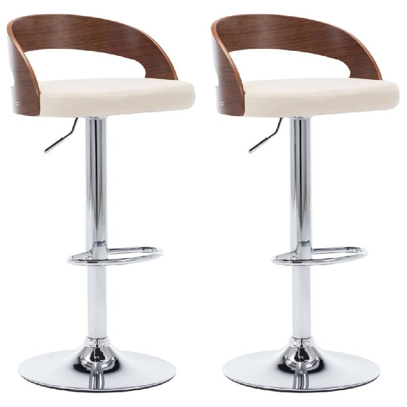 VidaXL Tabourets de bar lot de 2 crème similicuir et bois courbé Modèle Titan Panorama Vision - marron 283145_0