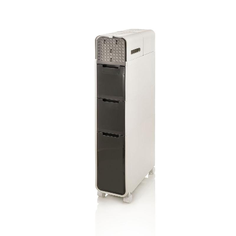 AQA Design Cabinet polyvalent avec roues ZIGGY en polypropylène blanc et ABS fumé L.18 P.42 H.95,5 MP03152 - multicolore plastique polypropylène MP_0