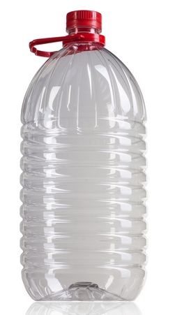 Bouteille en plastique PET 5000 ml - avec poignée verte - bouche 42/34 - forme cylindrique_0