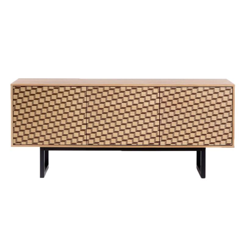 Buffet 3 portes Cube Camden 175cm - Chêne et Noir - Style Scandinave - Paris Prix_0
