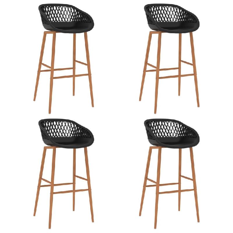 Décoshop26 - Lot de 4 tabourets de bar chaises haute en PP noir aspect de maille DEC029424 - noir 3000257369209_0