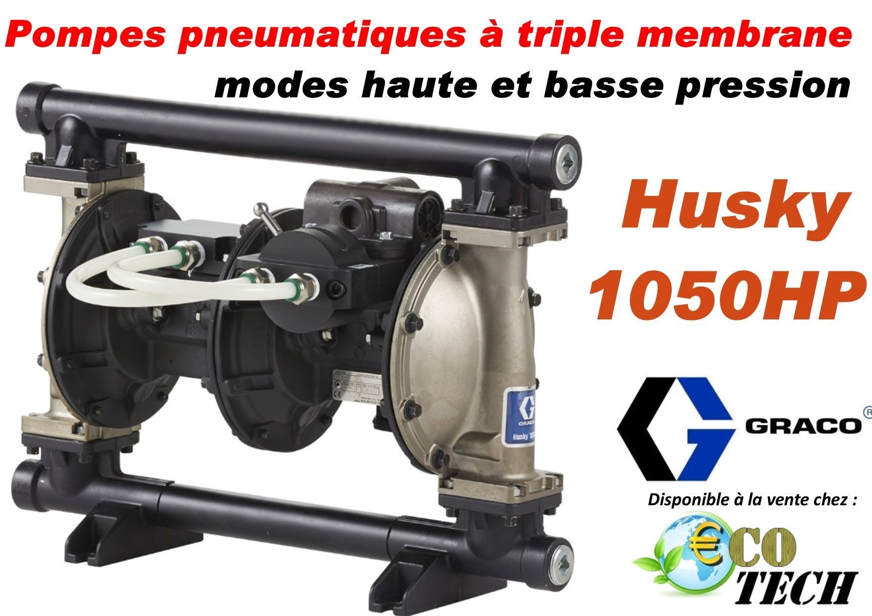 Pompe pneumatique à membrane en alu ou acier inoxydable - graco husky_0