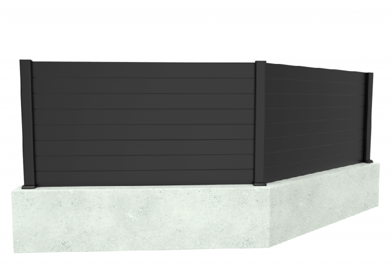 Clôture métallique Myclôture - poteau unique pour angles variables 90 à 135° - lame 125mm - ajustable et personnalisable_0