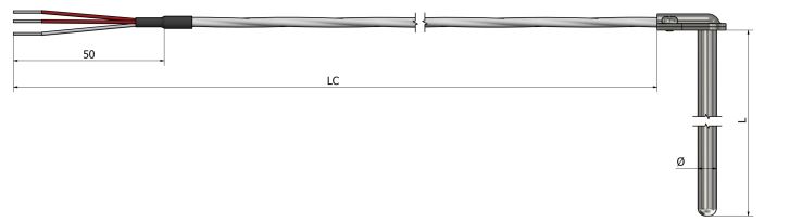 Sonde à résistance tubulaire (RTD) coudée avec fixation - PT30 - Types Pt100, Pt500, Pt1000_0