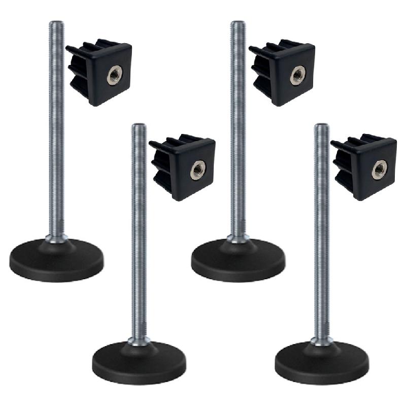 Pieds de nivellement en acier inoxydable 16x230 base en plastique + inserts 40x40x16 1,5mm - 4 pcs_0
