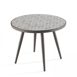 Oviala Business Table basse ronde de jardin en acier noir plateau en céramique - noir acier 106236_0