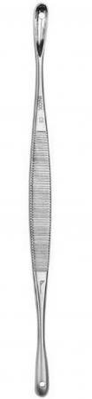 Tire-comédon double - Curettes ovales en inox satiné - 14 cm - Ref 7073_0