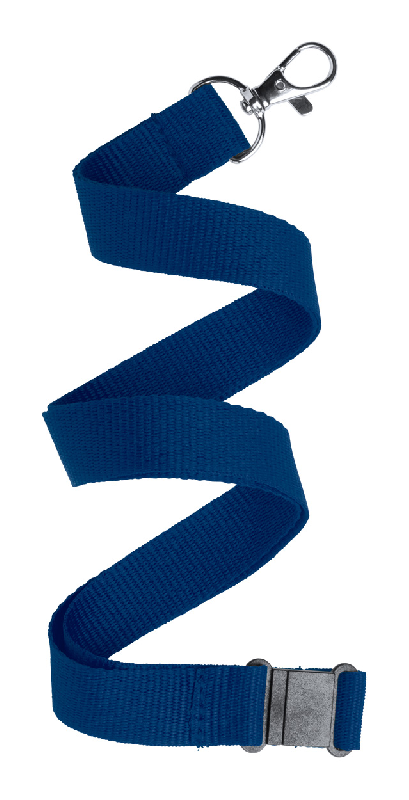 Tour de cou en polyester - Mousqueton en métal - Boucle anti-étranglement - Couleur bleu foncé - Poids 11g_0