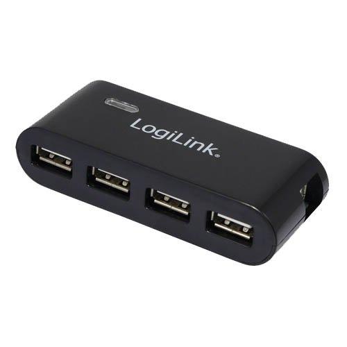 LogiLink Hub USB 2.0 - 4 ports avec bloc d'alimentation - Noir - Compatibilité Windows et Mac_0
