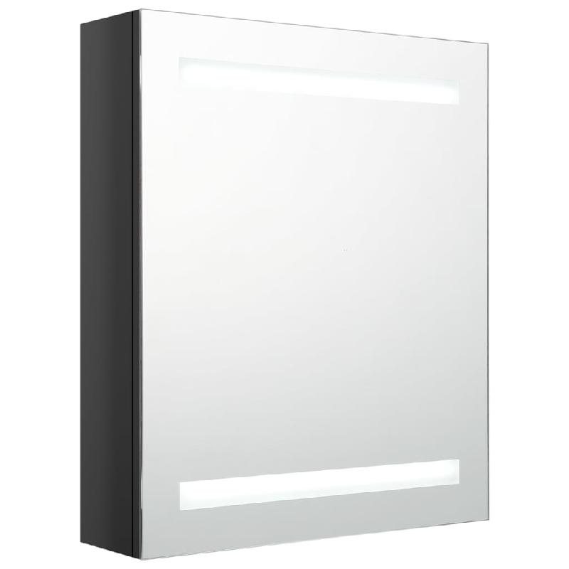 ARMOIRE DE SALLE DE BAIN À MIROIR LED 50X14X60 CM NOIR BRILLANT 02_0006615_0