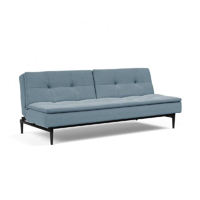 Canapé design Dublexo Styletto convertible - lit 115x210 cm - pieds chêne noir - tissu Soft Indigo_0