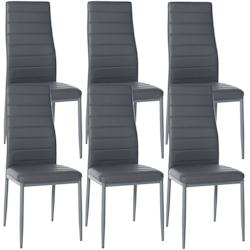 Décoshop26 - Lot de 6 chaises de salle à manger design simple en synthétique gris avec couture cadre en métal noir CDS10295 - gris 3002483032698_0