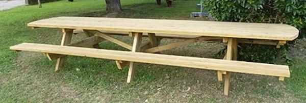 GRANDE TABLE DE PIQUE-NIQUE EN BOIS – ACCUEILLE 18 PERSONNES – 4,40M – POUR COLLECTIVITÉS_0