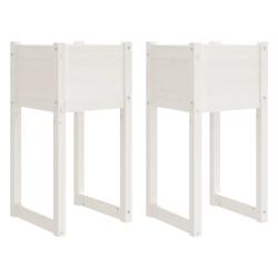 Helloshop26 - Jardinière bac lit surélevé plantes fleurs jardin terrasses lot de 2 40 x 40 x 81 cm bois massif de pin blanc 02_0038970 - 3000217981489_0
