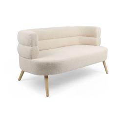 MENZZO Canapé 2 places design scandinave arrondi Riviani Tissu bouclette Beige - beige 3327480071731_0