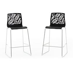 RATTATAN Lot de 2 tabourets de bar en polypropylène avec fibre de verre, pieds en métal, pour bar, restaurant ou cuisine, au design élégant – Da_0