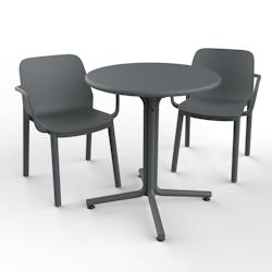Resol garbar BINI-ONE Fauteuil-Table Intérieur, Extérieur Set 2+1 Gris Foncé - gris plastique 21676_0