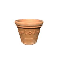 Vase festonné à double bord en terre cuite d'Impruneta - Dimensions : 55 x 55 cm - orange matière synthétique 8056450702980_0