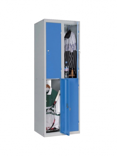 Vestiaire 2 cases à monter - Construction épaisseur 7/10 - Fermeture à clé - Couleur gris RAL7035 et bleu RAL5015_0