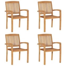 VidaXL Chaises De Jardin Empilables Lot De 4 Bois De Teck Solide - 3073207_0