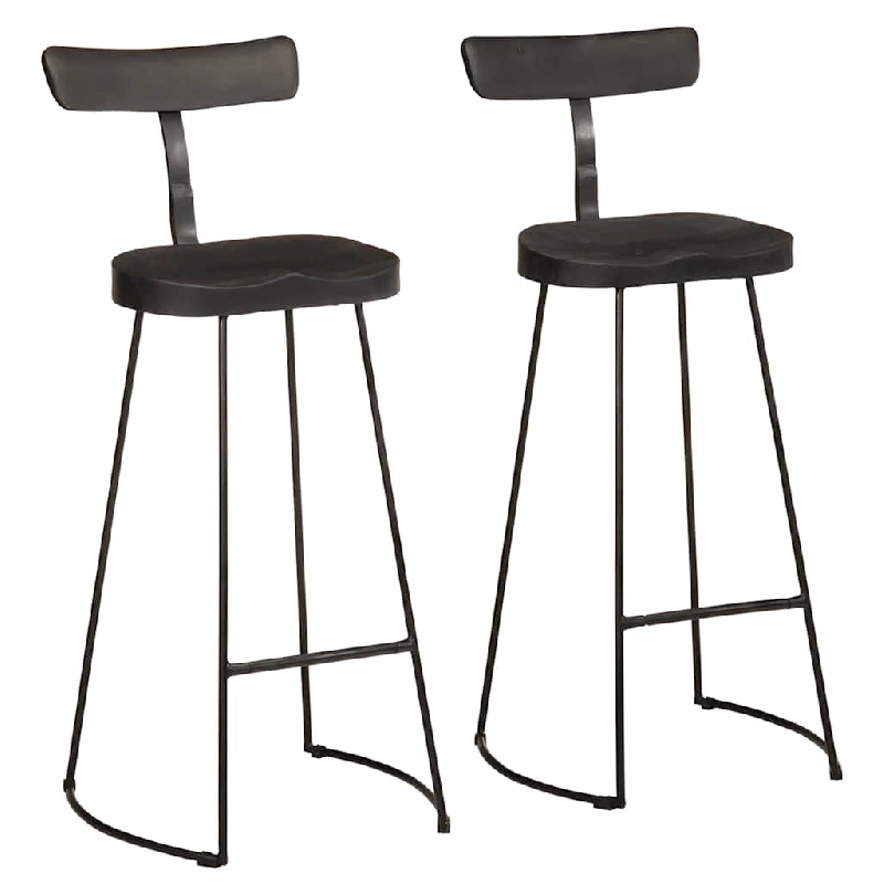 VidaXL Tabourets De Bar Lot De 2 Noir 49x43x103cm Bois Manguier Massif - noir 4013515_0