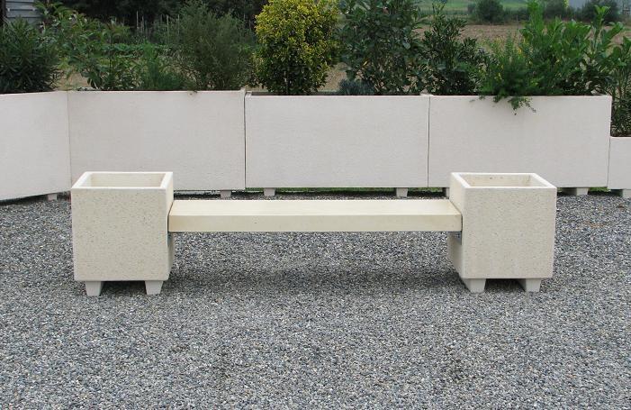 Banquette jardinière en béton - 2 jardinières - fabrication française - hydrofuge et antigraphiti_0