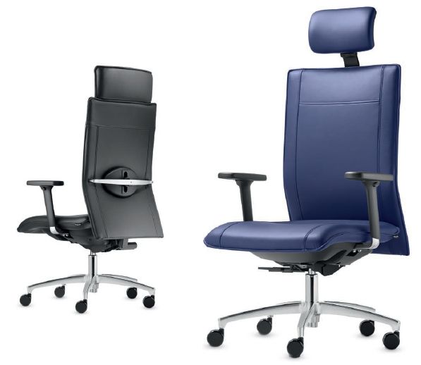 Chaise ergonomique CENTO - Fauteuil pivotant en cuir premium, dossier capitonné, appuie-nuque intégré - Supporte jusqu'à 200 kg_0