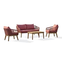 DCB GARDEN Salon bas de jardin 4 pl en bois d'acacia et corde tissée, terracotta - BAHIA-S2 - marron BAHIA-S2-TERRACOTTA_0