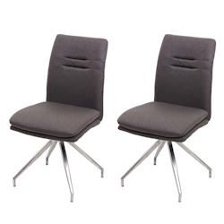 Décoshop26 - 2x chaises de salle à manger cuisine en tissu gris-marron et en acier inoxydable design et confortable 04_0000414 - marron 3000253708989_0