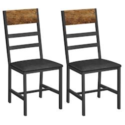 Helloshop26 - Chaises de salle à manger lot de 2 siège de cuisine assise rembourrée cadre en acier ergonomique style industriel pour 12_0004980 - 3_0