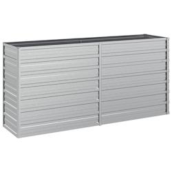 Helloshop26 - Jardinière bac lit surélevé plantes fleurs terrasse jardin de jardin 160 x 40 x 77 cm acier galvanisé argenté Argent 02_0039374 - 3_0