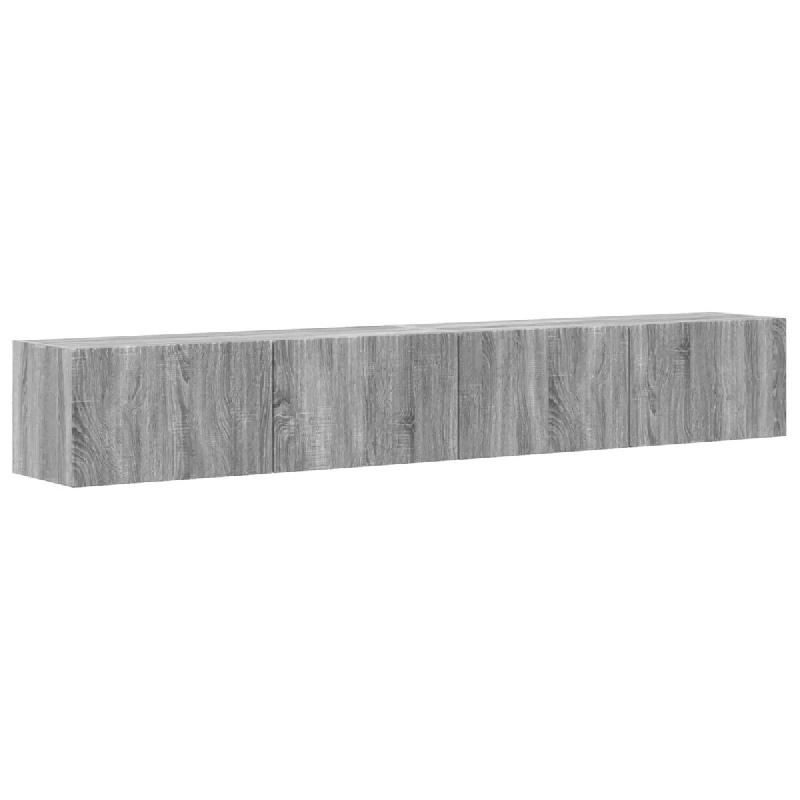 Helloshop26 - Lot de 2 meubles TV muraux modernes avec étagères 98 x 31 x 29 cm en bois gris sonoma 02_0054930 - gris Bois massif 3000238729701_0