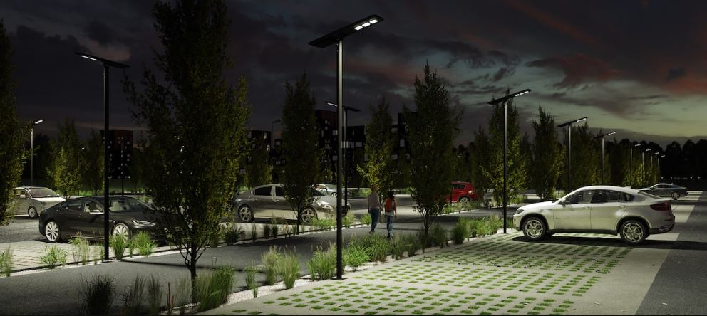 Luminaire d'éclaire public 15680 lumens 80 w pour parking, lotissement, parc et jardin public, voie verte - aospro 12k_1