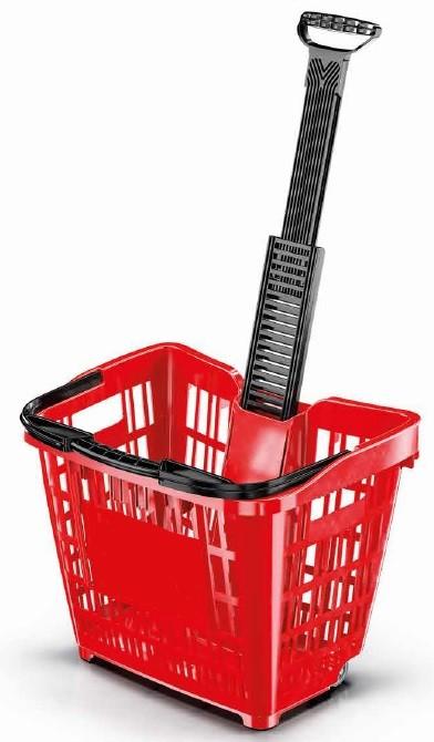 Panier à roulettes - 45 litres - Plusieurs coloris - Anse rétractable - Lot de 10_0