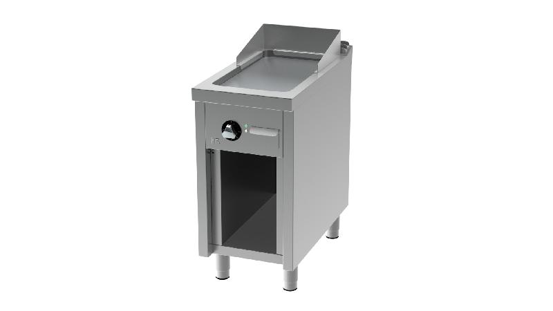Plancha électrique fry-top professionnelle sur placard ouvert - Plaque acier rectifié 400x750x945mm - FTE7504E_0