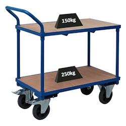 PROREGAL Chariot à plateaux Pro avec 2 plateaux | HxLxP 95x50x97cm | Capacité de charge 400kg | Bleu - bleu métal RAD299_0