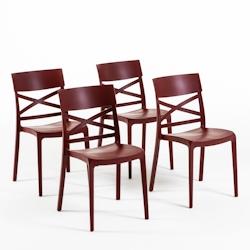 RATTATAN Set 4 Chaises en polypropylène avec fibre de verre empilables pour extérieur et jardin, bar et restaurant, cuisine design moderne - MARTINA_0