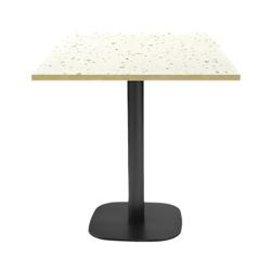 Restootab - Table 70x70cm - modèle Round terrazzo cassata chants laiton - blanc fonte TB-ROU-7070M-TER.CAS-LAI_0