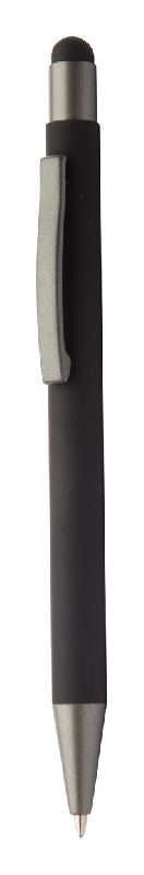 Stylo à bille stylet - finition caoutchouc - encre bleue - couleur noir - 18g_0