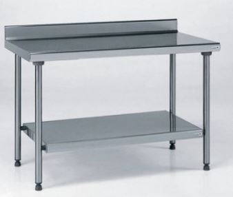 Table inox adossée avec étagère basse TOURNUS EQUIPEMENT - Référence : 424 941 - Hauteur réglable 900 à 930 mm - Certification NF Hygiène Alimentaire_0