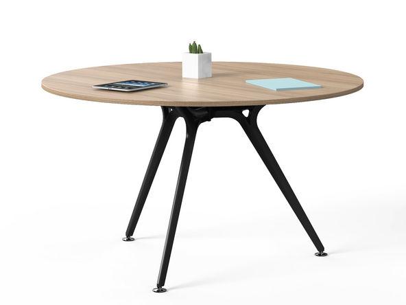 Table de réunion ronde Arkitek Actiu - Piètement aluminium - Plateau bois Ø100/130 cm - Mélaminé 19mm_0