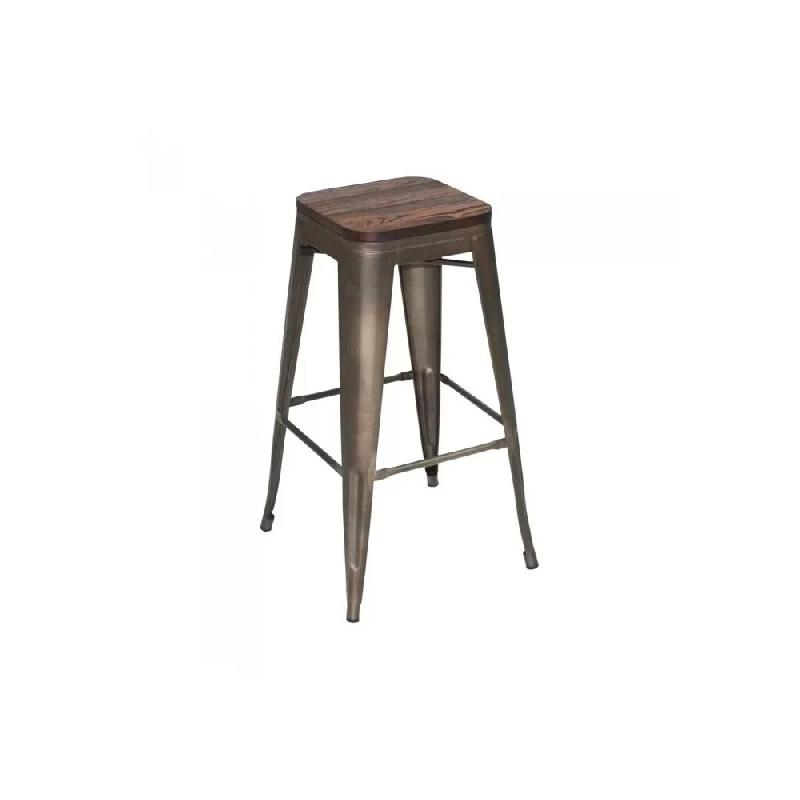 Tabouret en métal MILL assise bois - Stamp_0