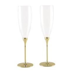 Aulica Lot De 2 Flutes A Champagne En Verre Sur Pied En  Metal Dore - verre 653801_0