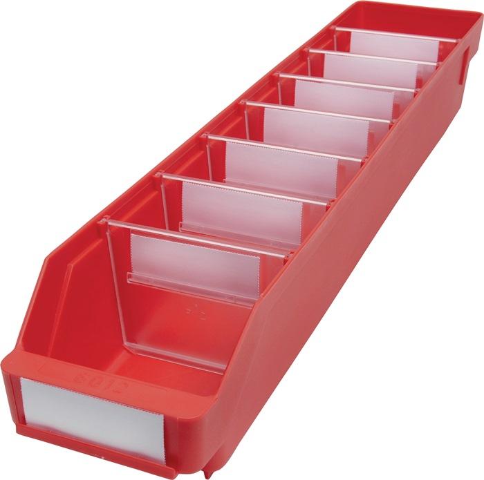 Boîte de rangement pour étagère L600xl120xH95mm - Rouge - Polypropylène (PP) - Compatible alimentaire - Résistante de -20°C à +80°C_0