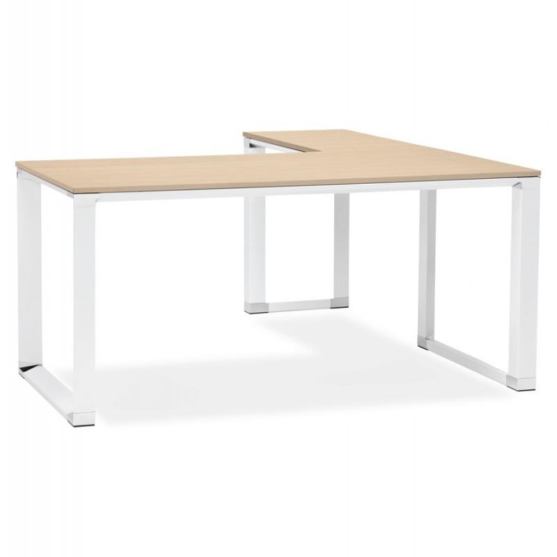 BUREAU D'ANGLE DESIGN OPI 160CM NATUREL & BLANC - PARIS PRIX_0