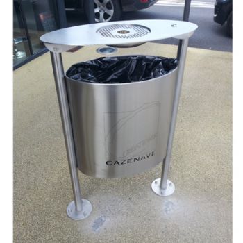 Cendrier corbeille Alizé personnalisée - France Inox - épaisseur 2 mm - inox 304L ou 316L, finition brossée ou poli brillant_0